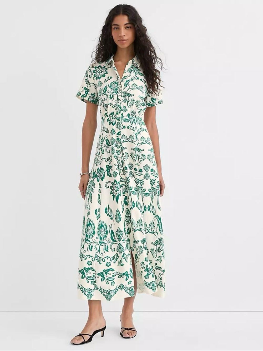 LOFT Floral Seamed Maxi Shirtdress